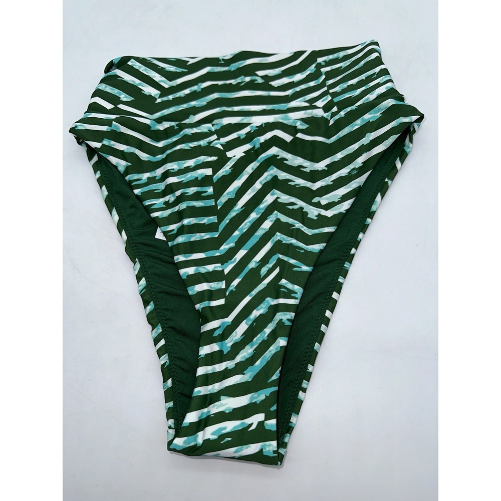 NWT American Eagle Aerie Green & White High Cut Cheeky Swim Bottoms Size XS
